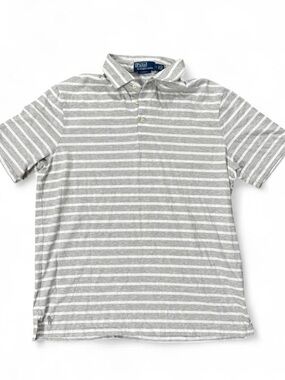 Polo Ralph Lauren Grey Striped Polo Shirt Size M Classic Fit